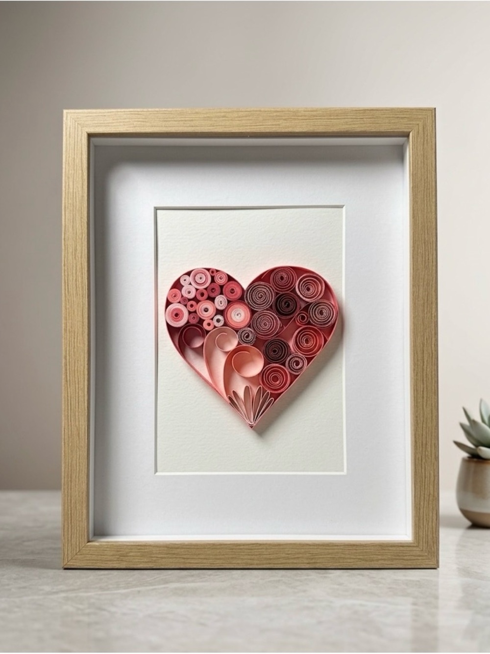 Handmade 3D Spiraled Heart Quilling Art